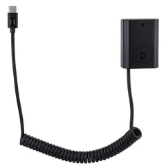 POWRIG USB-C to NP-FZ100 coiled dummy battery cable for Sony cameras