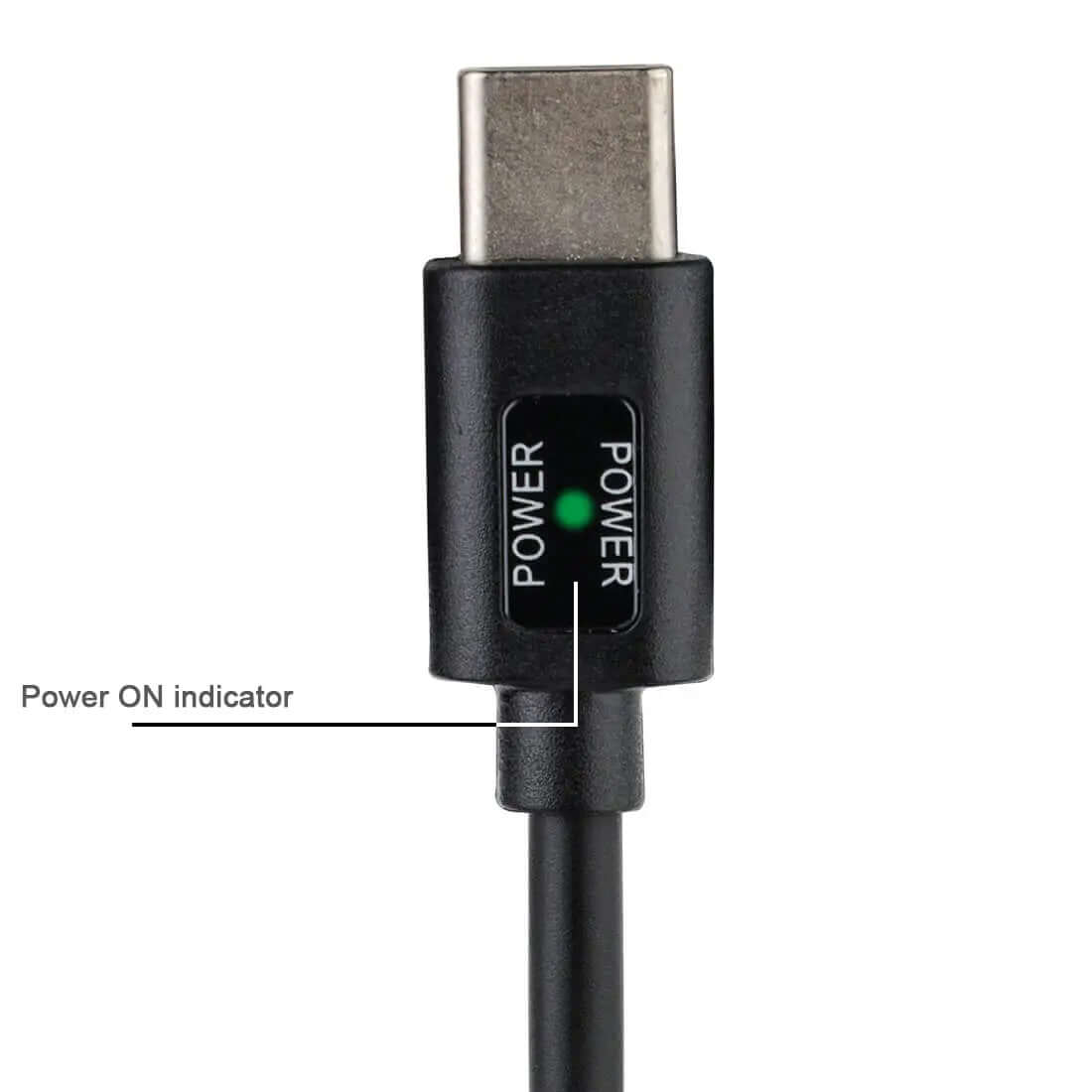 Close-up of Type C port with green power light indicator