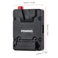 POWRIG Mini Vmount battery plate dimension specs, 63×90×27mm for Freefly Ember S5K camera