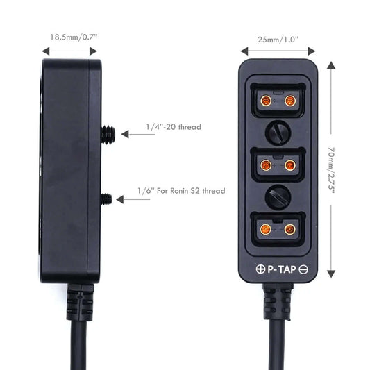 3-Port Dtap Splitter Hub with 1/4" & 3/8" Mounting Screw, Aluminum D-Tap Power Distribution Box for Filmmaking Gear