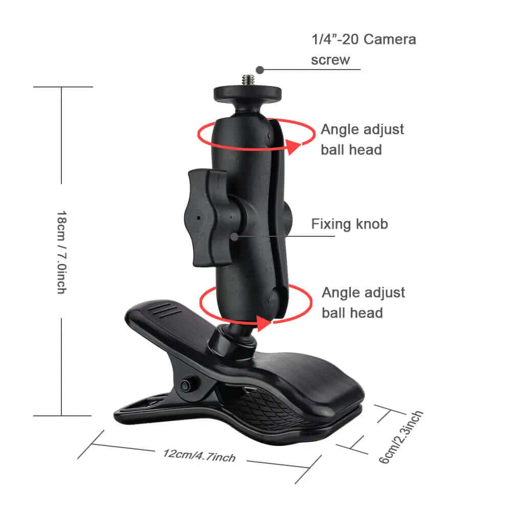 Full size adjustable guitar phone mount 360 ball head 1/4 camera screw dimensions