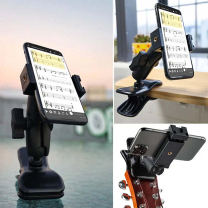 Multi-scene clip mount guitar desk table phone sheet music holder universal use