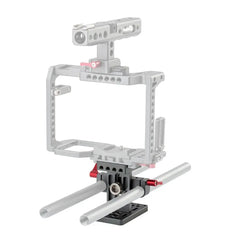POWRIG camera accessories Universal Base Plate with Rod Clamp Rail Block for DSLR Cage -1631