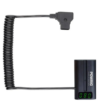 Coiled D-Tap to NP-F Power Supply Cable with Real-Time Voltage Monitoring Screen