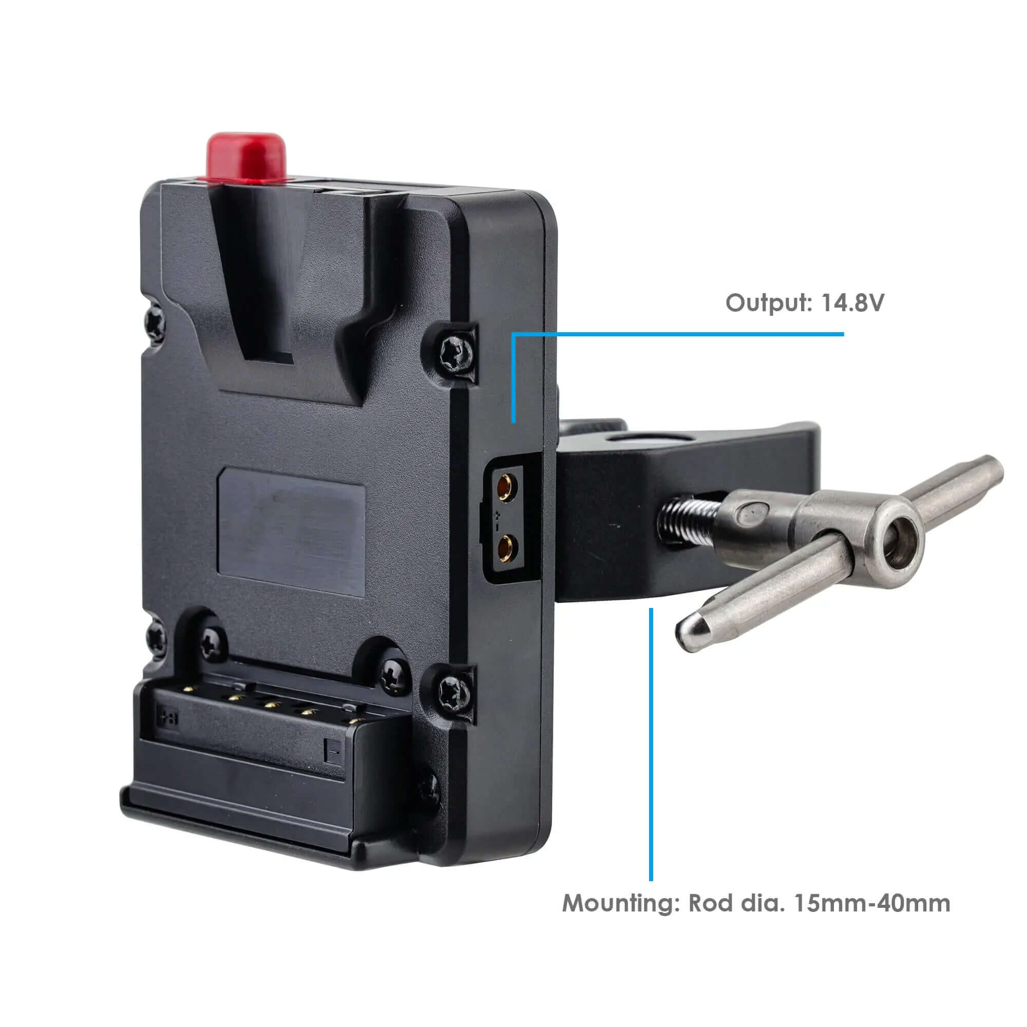 V mount battery plate with D-tap output adapter